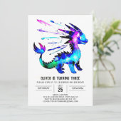 カスタム愛らしいドラゴンデジタルボーイ誕生日 招待状 (スタンド正面)