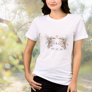 カスタム愛らしいハミングバード結婚ハート トライブレンドTシャツ