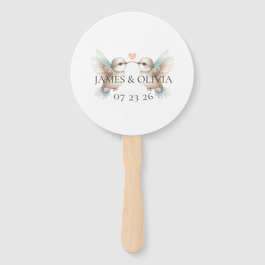 カスタム愛らしいハミングバ結婚ードズ ハンドファン (正面)