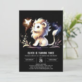 カスタム愛らしいライオン誕生日 招待状 (スタンド正面)