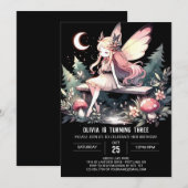 カスタム愛らしい妖精誕生日 招待状 (正面/裏面)