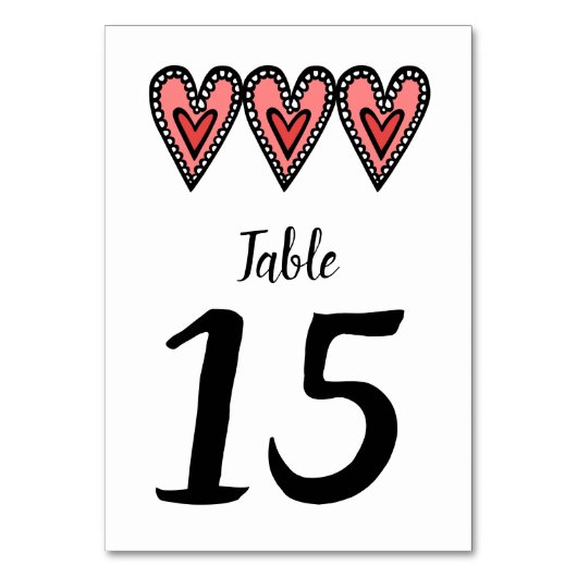 カスタム愛ハート結婚のテーブル番号 テーブルナンバー (正面)