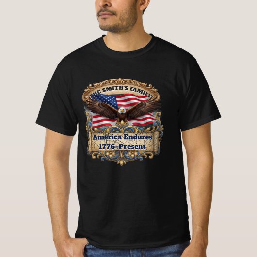 カスタム愛国ファミリーアメリカンヘリテージ Tシャツ (正面)