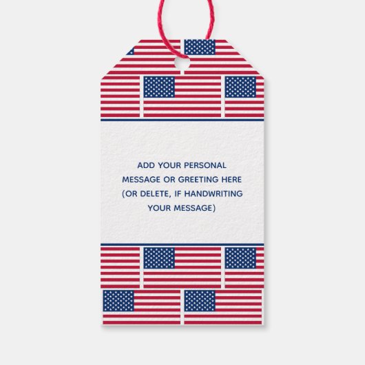 カスタム愛国的なアメリカ国旗の贈り物ラベル ギフトタグ (裏面)