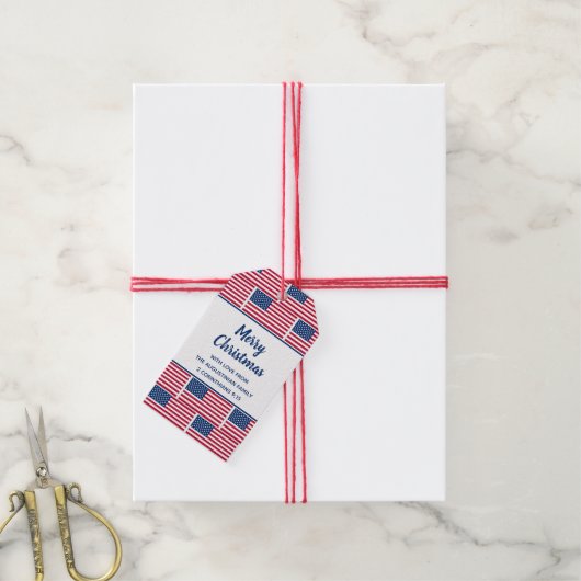 カスタム愛国的なアメリカ国旗の贈り物ラベル ギフトタグ (より糸付き)