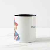 カスタム愛国的な叔父サムゴールデンドールマグ ツートーンマグカップ (中央)