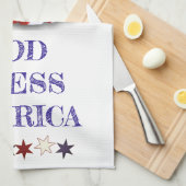 カスタム愛国的赤白青スターズバンティング キッチンタオル (四つ折り)