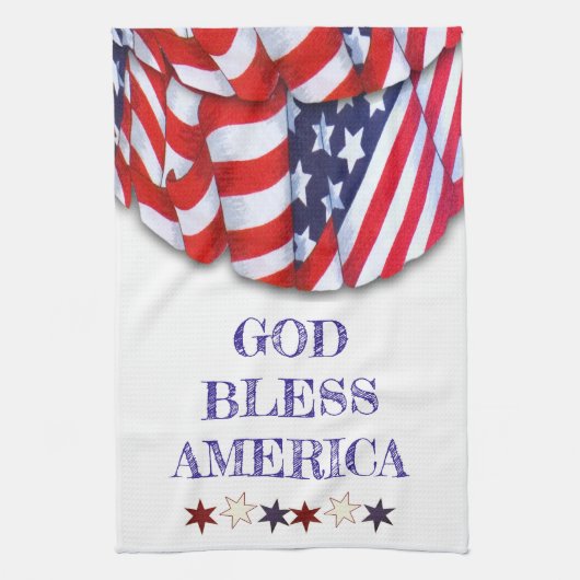 カスタム愛国的赤白青スターズバンティング キッチンタオル (縦)