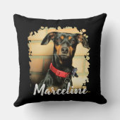 カスタム愛犬の猫の名前スタイリッシュ写真 クッション (裏面)