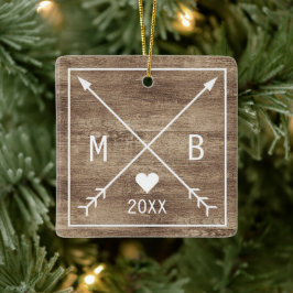 カスタム愛素朴ハート矢印2023 セラミックオーナメント