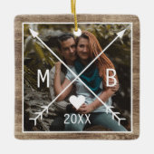 カスタム愛素朴ハート矢印2023 セラミックオーナメント (正面)