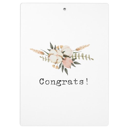 カスタム愛結婚の水色フローラエレガント可愛 クリップボード (裏面)