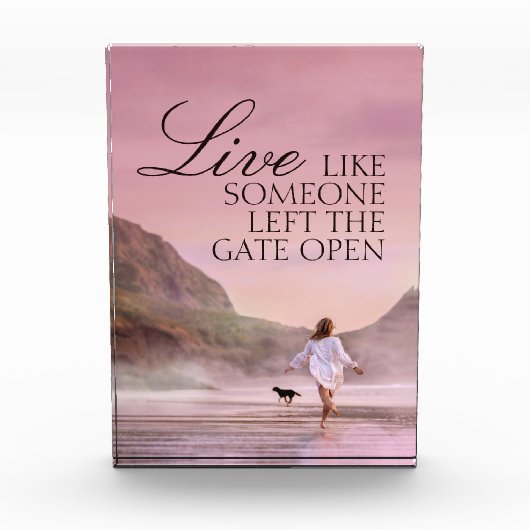 カスタム感動的引用文ビーチ フォトブロック (正面)