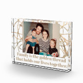 カスタム感動的引用文家族金ゴールド白 フォトブロック (右)