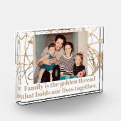 カスタム感動的引用文家族金ゴールド白 フォトブロック (左)