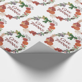 カスタム感謝してい感謝祭与え秋リース ラッピングペーパー