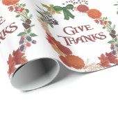 カスタム感謝してい感謝祭与え秋リース ラッピングペーパー (ロールコーナー)