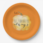 カスタム感謝の常に感謝のテーブルオレンジ ペーパープレート (正面)