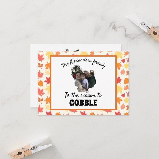 カスタム感謝祭の七面鳥の写真撮影シーズンに鳴く カード (正面/裏面インサイチュ)