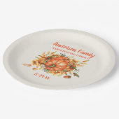 カスタム感謝祭オレンジカボチャ紅葉 ペーパープレート (アングル)