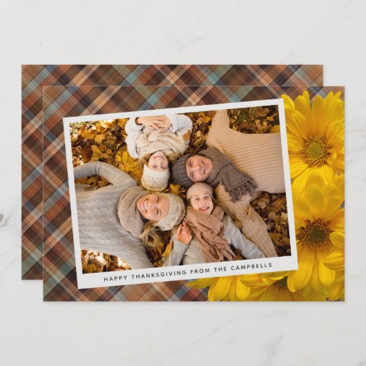 カスタム感謝祭グリーティングオンプレイドホリデーカード シーズンカード (正面/裏面)