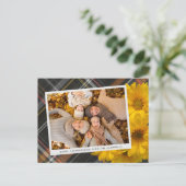 カスタム感謝祭グリーティングオンプレイドホリデーカード ポストカード (スタンド正面)