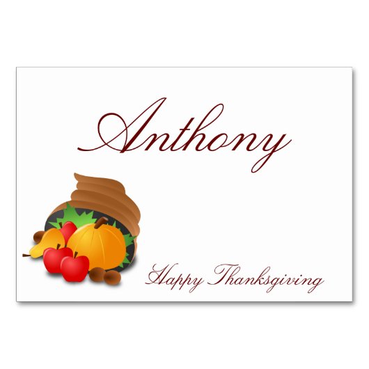 カスタム感謝祭テーブルカードコルヌコピア テーブルナンバー (正面)