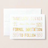 カスタム感謝祭ディナー日付フォイルカードを保存 箔カード (封筒付き正面)