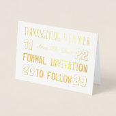 カスタム感謝祭ディナー日付フォイルカードを保存 箔カード (正面)