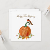 カスタム感謝祭ハミングバードとカボチャ カード (正面/裏面インサイチュ)