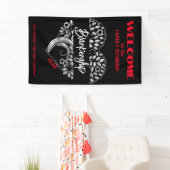 カスタム懇親会ハートアートツリー白黒 横断幕 (インサイチュ)