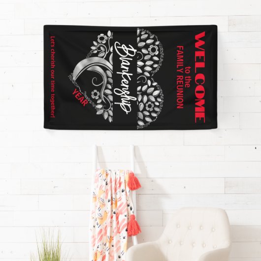 カスタム懇親会ハートアートツリー白黒 横断幕 (インサイチュ)