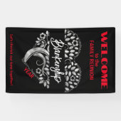 カスタム懇親会ハートアートツリー白黒 横断幕 (横)