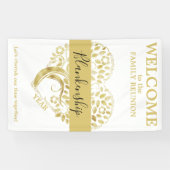 カスタム懇親会ハート型ツリーブラック金ゴールド 横断幕 (横)