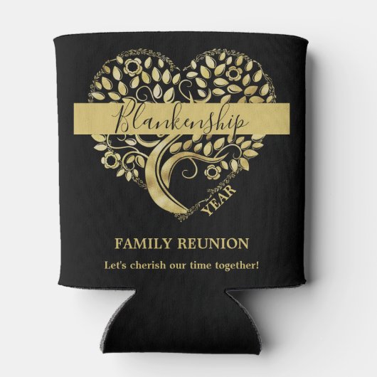 カスタム懇親会ハート型ツリーブラック金ゴールド 缶クーラー (裏面)