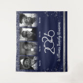 カスタム懇親会バナー、4フォトブルーシルバー タペストリー (正面)