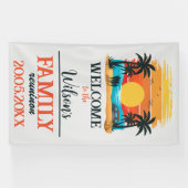 カスタム懇親会ファミリービーチサンセットパームツリーズ 横断幕 (横)