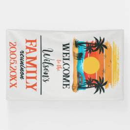 カスタム懇親会ファミリービーチサンセットパームツリーズ 横断幕