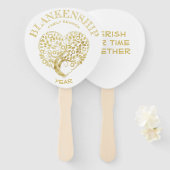 カスタム懇親会ファミリ金ゴールドハートツリー両面 ハンドファン (正面&裏面)