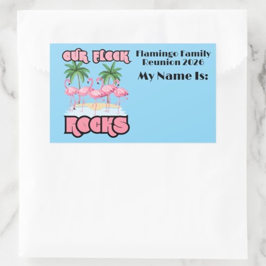 カスタム懇親会フラミンゴスフロック 長方形シール (バッグ)