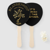 カスタム懇親会ブラック金ゴールドツリー両面 ハンドファン (正面&裏面)