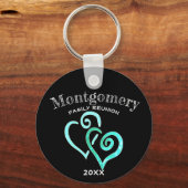 カスタム懇親会ブルー素朴リンクハート キーホルダー (正面)