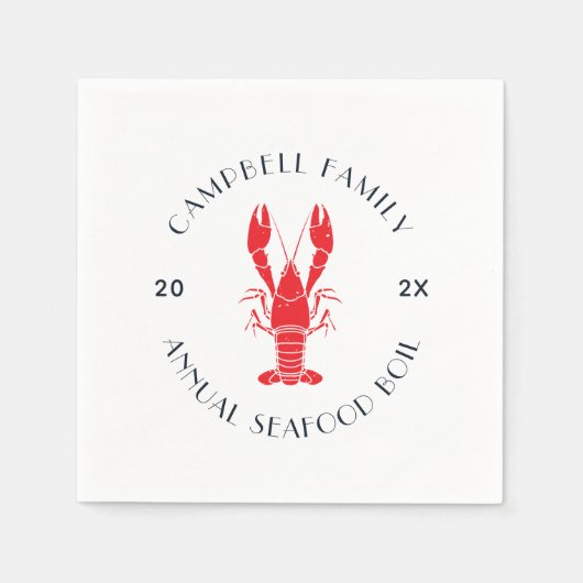 カスタム懇親会ロブスター沸騰サマー スタンダードカクテルナプキン (正面)