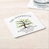 カスタム懇親会系図学ツリー スクエアペーパーコースター (アングル)