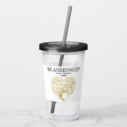 カスタム懇親会金ゴールドハートツリーキープサケ アクリルタンブラー (裏面)