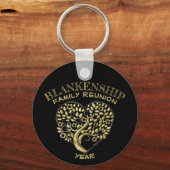 カスタム懇親会金ゴールドハート型ツリー キーホルダー (正面)