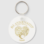 カスタム懇親会金ゴールドハート型ツリー キーホルダー (裏面)