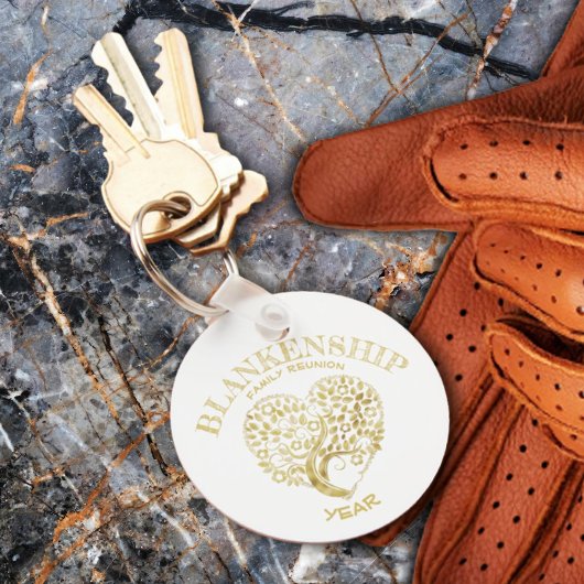 カスタム懇親会金ゴールドハート型ツリー キーホルダー