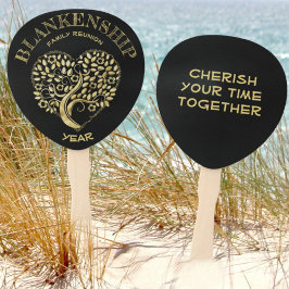 カスタム懇親会金ゴールドハート型ツリー ハンドファン