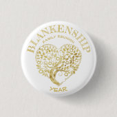 カスタム懇親会金ゴールドハート型ツリー 缶バッジ (正面)
